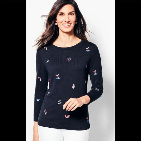 海軍藍刺繡航海風毛衣